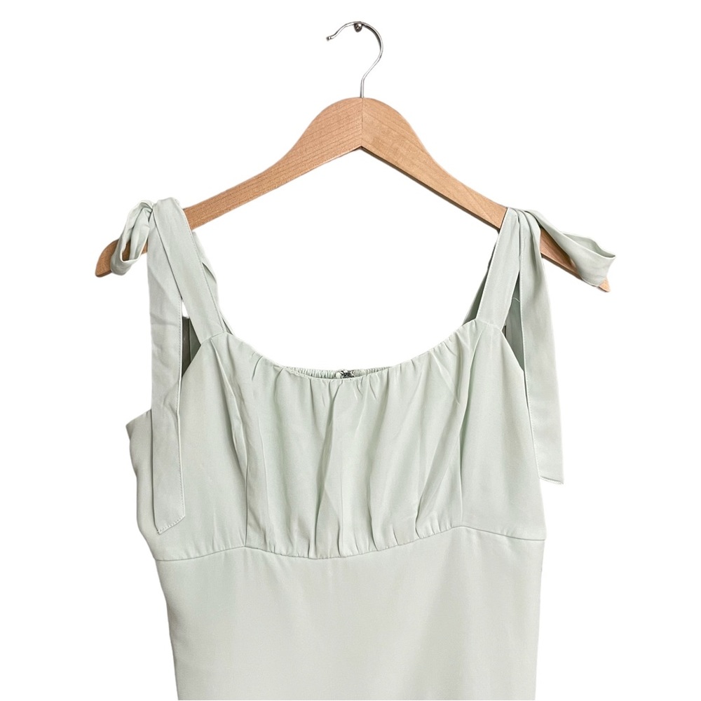 Abercrombie & Fitch Tie Sleeve Ruffle Mini Dress in Mint - Picture 4 of 7